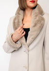 Christina Felix Soft Touch Faux Fur Trim Coat, Stone Beige