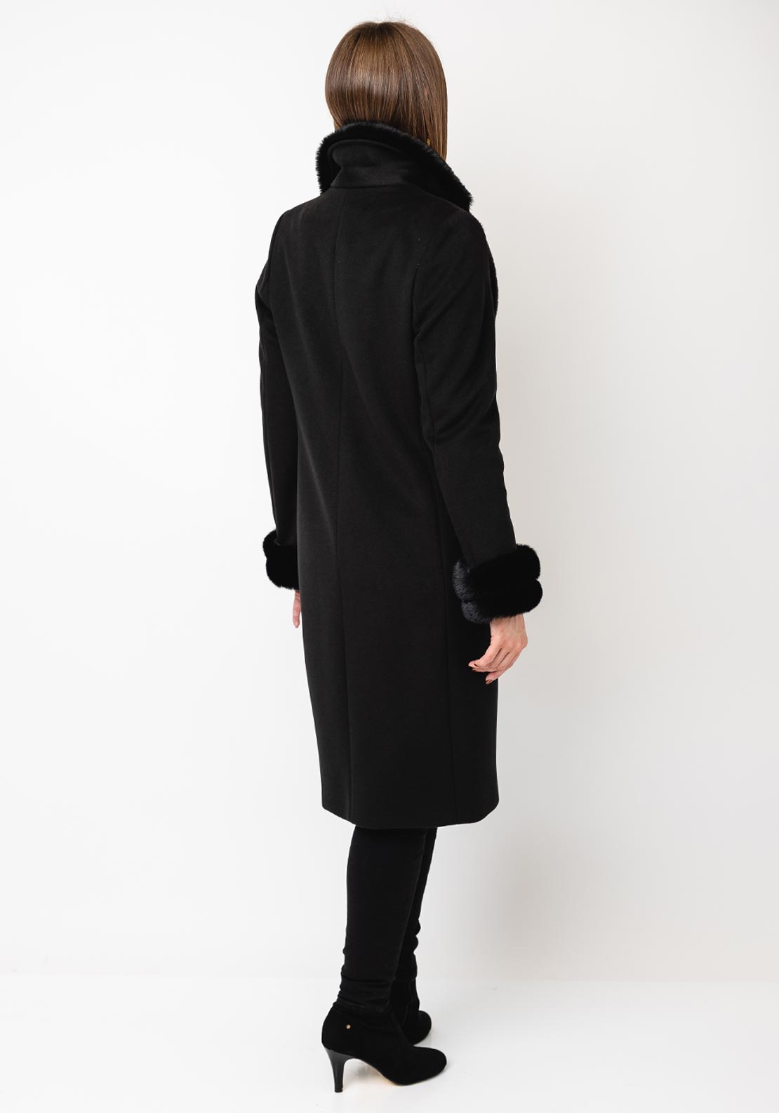 Christina Felix Soft Touch Faux Fur Trim Coat, Black