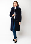 Christina Felix Faux Fur Collar Wool Cashmere Coat, Navy