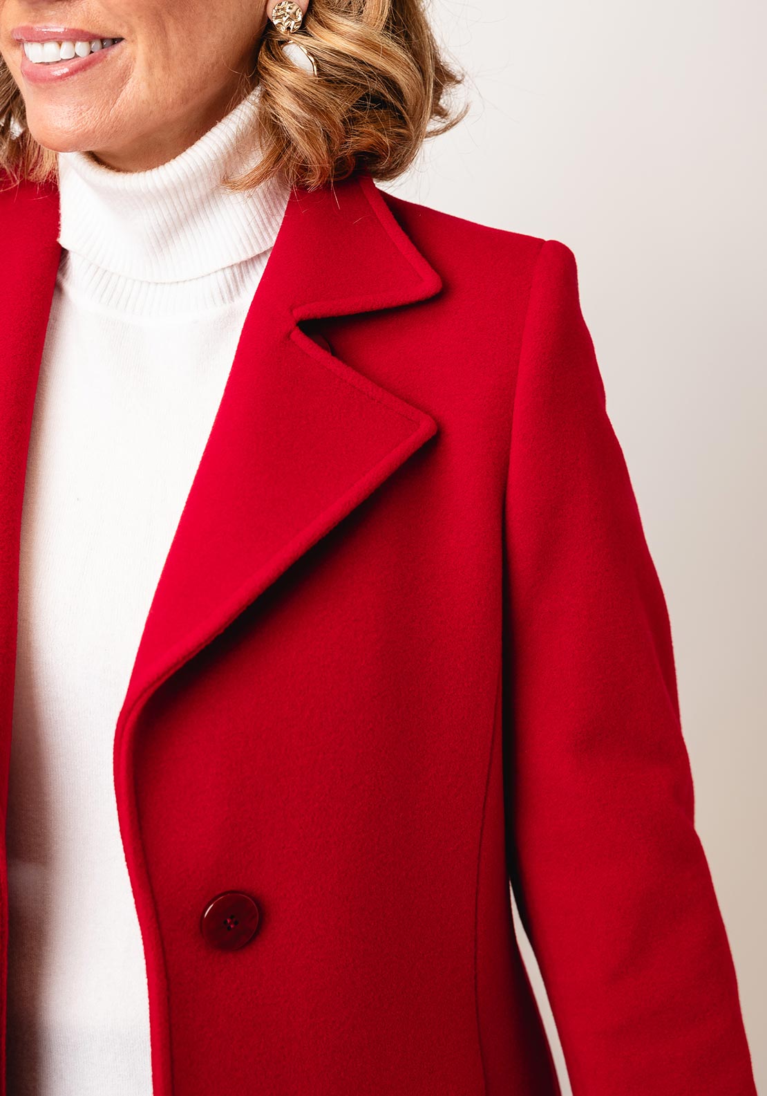 Christina Felix Short Wool Coat, Red