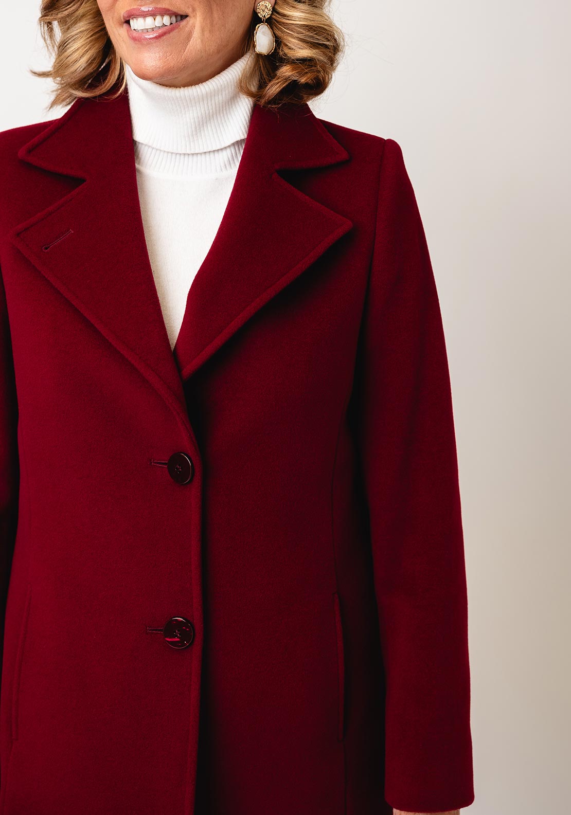 Christina Felix Short Wool Coat, Dark Red
