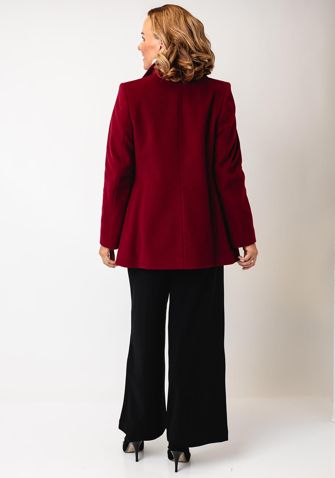 Christina Felix Short Wool Coat, Dark Red