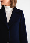 Christina Felix Notch Collar Wool Cashmere Blend Long Coat, Navy