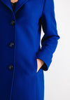 Christina Felix Classic Tailored Buttoned Long Coat, Blue