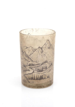Small Alpine Village Hurricane Candle Holder