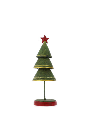 Paper Mache Christmas Tree Ornament, Green