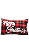 Kaemingk Merry Christmas Tartan Cushion 50x30cm, Red