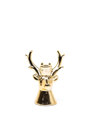 Porcelain Reindeer Dinner Candle Holder, Gold