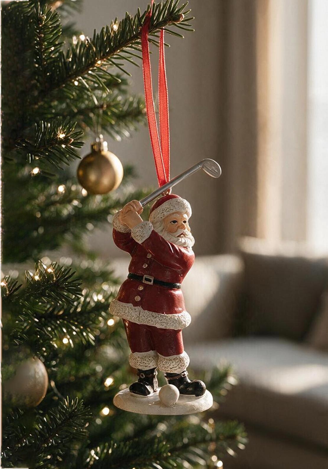 SANTA SWINGING GOLF CLUB TREE TRIM