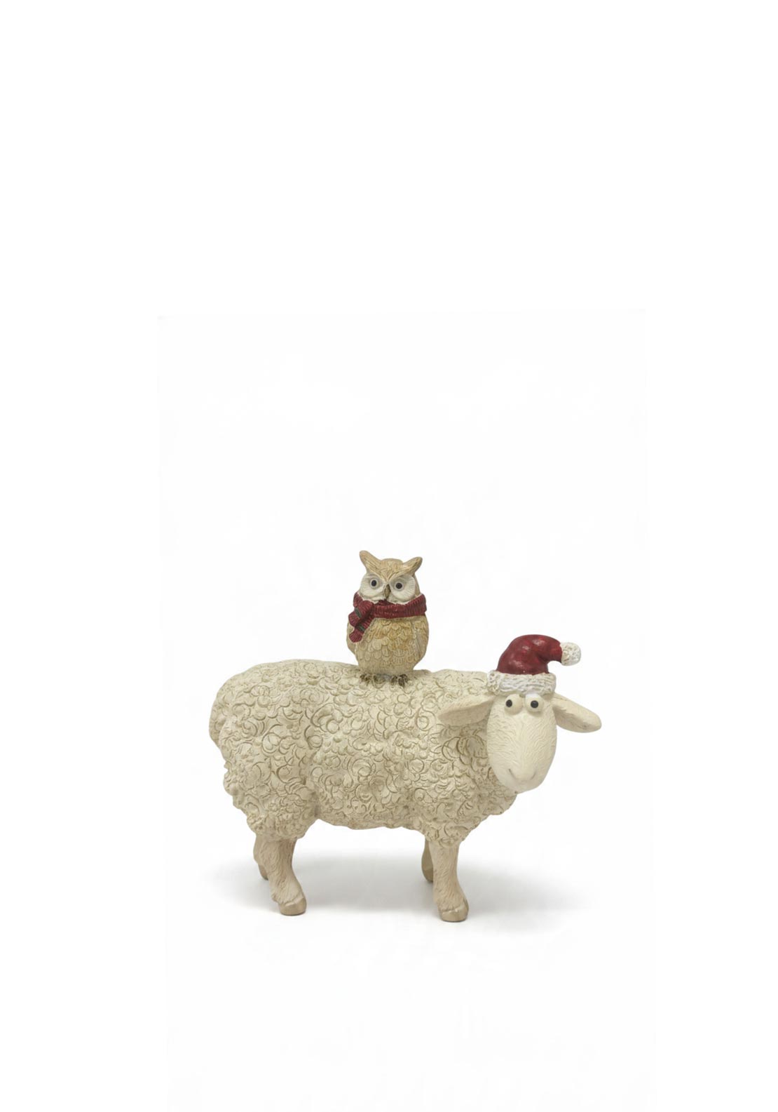Verano Sheep with Santa Hat & Owl Ornament