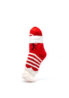 Serafina Collection Reindeer Stripe Long Fleece Socks, Red