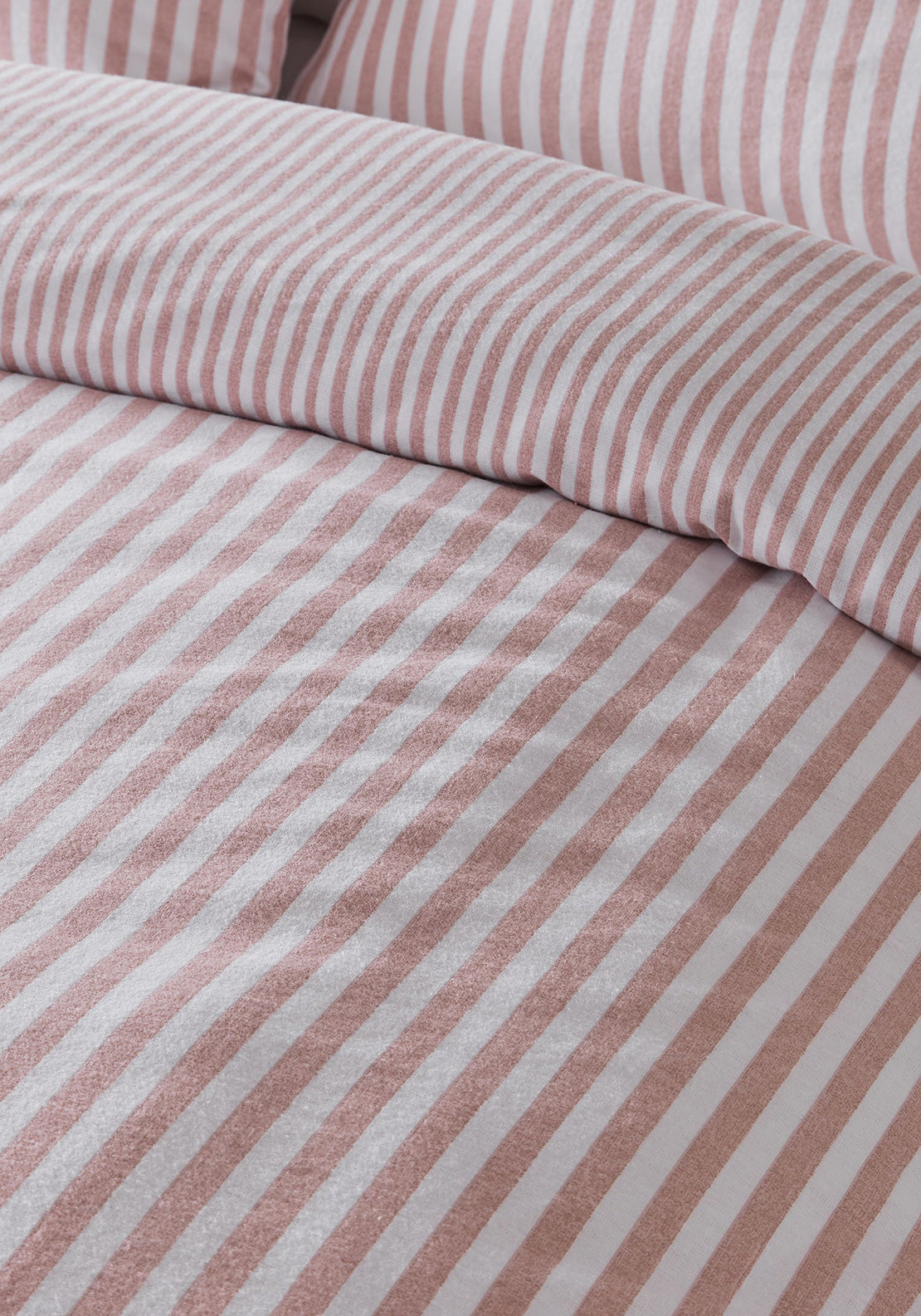 Catherine Lansfield Brushed Stripe Duvet Cover Set, Blush