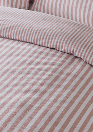 Catherine Lansfield Brushed Stripe Duvet Cover Set, Blush