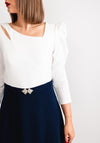 Claudia C Albinon Fit & Flare Dress, White & Navy