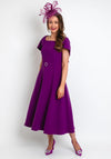 Claudia C Catalina Short Cape Sleeve A-Line Dress, Violet