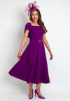 Claudia C Catalina Short Cape Sleeve A-Line Dress, Violet