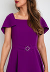 Claudia C Catalina Short Cape Sleeve A-Line Dress, Violet