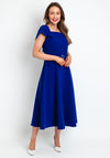 Claudia C Catalina Short Cape Sleeve A-Line Dress, Royal Blue