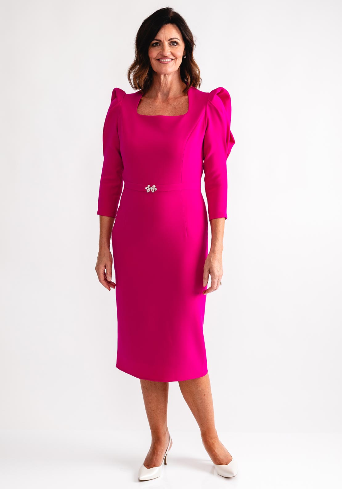 open lace back dress Ruffle Cap Sleeves Pencil Dress – Aisize main image 0