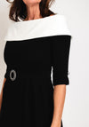 Claudia C Diana Off Shoulder A-line Midi Dress, Black & White