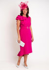 Claudia C Dublin Ruffle Shoulder Midi Dress, Magenta