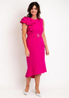 Claudia C Dublin Ruffle Shoulder Midi Dress, Magenta