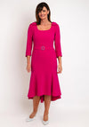 Claudia C Maxima Embellished Belted Wasit Midi Dress, Fuchsia