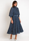 Claudia C Sofia Puff Sleeve Polka Dot Maxi Dress, Navy