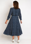 Claudia C Sofia Puff Sleeve Polka Dot Maxi Dress, Navy