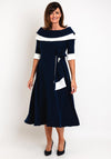 Claudia C Sylvia Embellished Bow Waist Midi A-line Dress, Navy