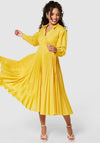 Closet London Pleated Wrap Midi Dress, Yellow