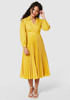 Closet London Pleated Wrap Midi Dress, Yellow