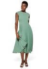 Closet London Cape Pleated Dress, Sage Green