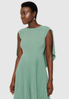 Closet London Cape Pleated Dress, Sage Green