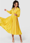 Closet Pleated Wrap Midi Dress, Yellow