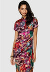 Closet Abstract Print High Neck Pencil Dress, Multi-Coloured