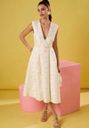 Closet London Jacquard A-line Midi Dress, Cream