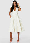 Closet London Jacquard A-line Midi Dress, Cream
