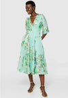 Closet Jacquard Floral Wrap Midi Dress, Green