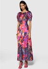 Closet Metallic Jacquard V Back Long Dress, Purple Multi