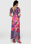 Closet Metallic Jacquard V Back Long Dress, Purple Multi