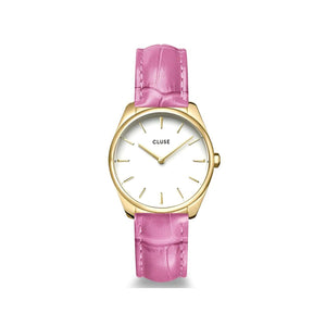 Cluse Feroce Petite Leather Watch, Pink