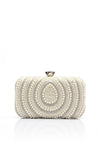 Zen Collection Tear Drop Diamante Pearl Clutch Bag, Silver