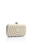 Zen Collection Tear Drop Diamante Pearl Clutch Bag, Silver