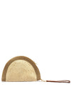 Zen Collection Woven Shimmering Semi Circle Clutch Bag, Beige