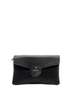 Zen Collection Faux Leather Envelope Pouch Crossbody Bag, Black