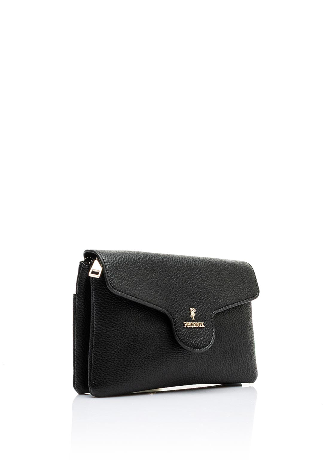 Zen Collection Faux Leather Envelope Pouch Crossbody Bag, Black