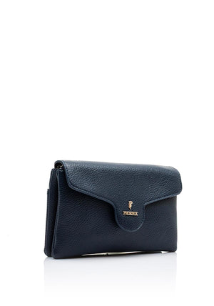 Zen Collection Faux Leather Envelope Pouch Crossbody Bag, Navy