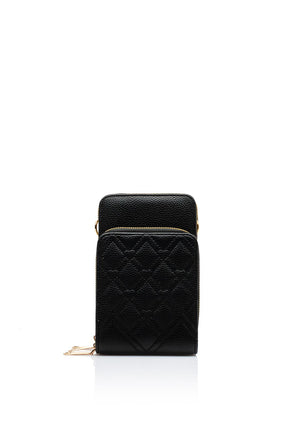 Zen Collection Quilted Smartphone Mini Crossbody Bag, Black
