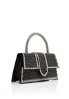 Zen Collection Diamante Encrusted Mini Grab Clutch Bag, Black